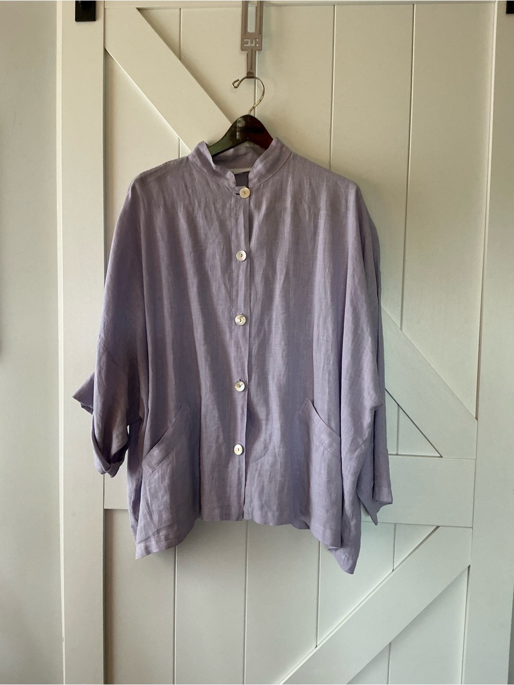bryn Walker Lavender Button-Front Linen Shirt